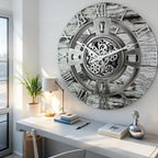 The Gears Clock 24'' Inch Real Moving Gear Wall Clock England Line (Grey & White, 24 inches (60 cm))