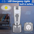 Enhon 6 Pack 4 in 1 LED Emergency Lights for Home Power Failure, Rechargeable Plug in Flashlight Motion Sensor Night Light, Automatic Turn On Power Outage Light for Home Hurricane Supplies