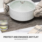 LEXMORE Placemats Set of 8 Vinyl/Plastic Woven Place Mats for Kitchen Table Indoor/Outdoor Washable Placemat Wipeable Dining Table Mats(A-Cappuccino)