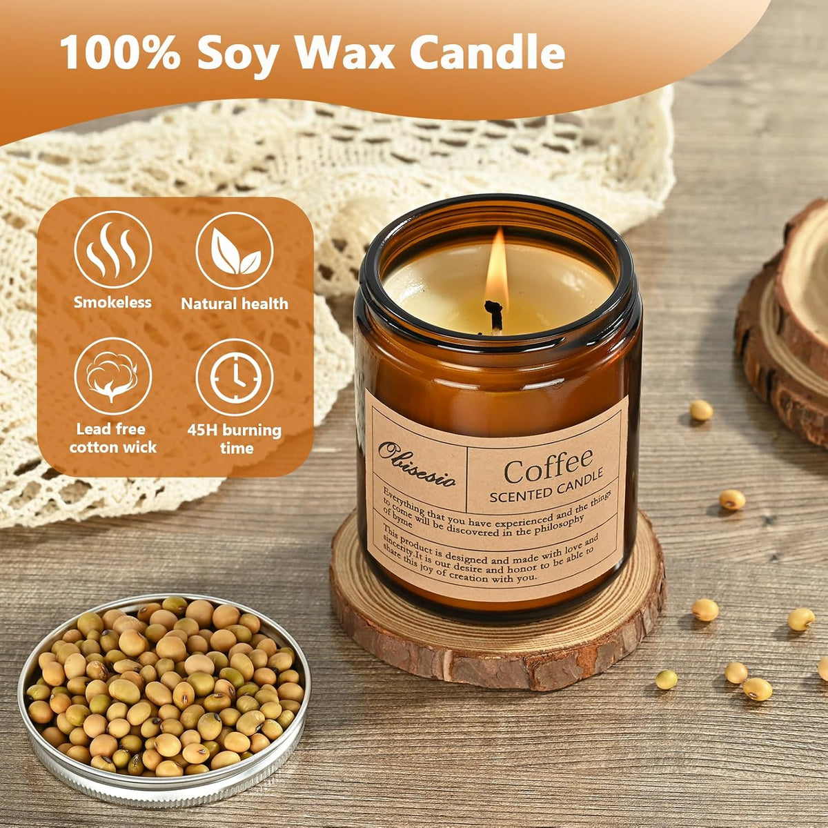 Scented Candles, Candles for Home Scented, 2Pack 14oz Bath and Body Works Candle for Women, Aromatherapy Jar Candle Gift for Home(Coffee & Lavender)