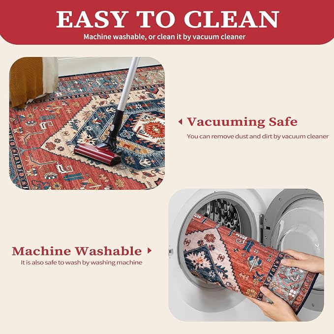 SERISSA 5x8 Washable Non Slip Boho Area Rug - Image 4