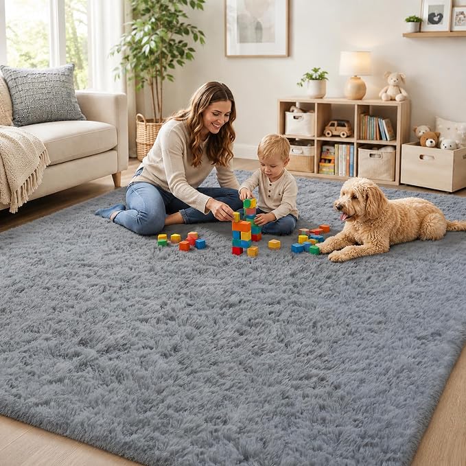 PLHXFR 6x9 Area Rugs Living Room: Fluffy Bedroom Rug Shag Carpet Grey | Upgrade - Image 9