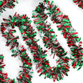 50 Feet Green Red Christmas Metallic Tinsel Twist Hanging Garland with Snowflake for Home Mantle Xmas Tree Staircase Railing New Year Holiday Party Indoor Outdoor Decorations
