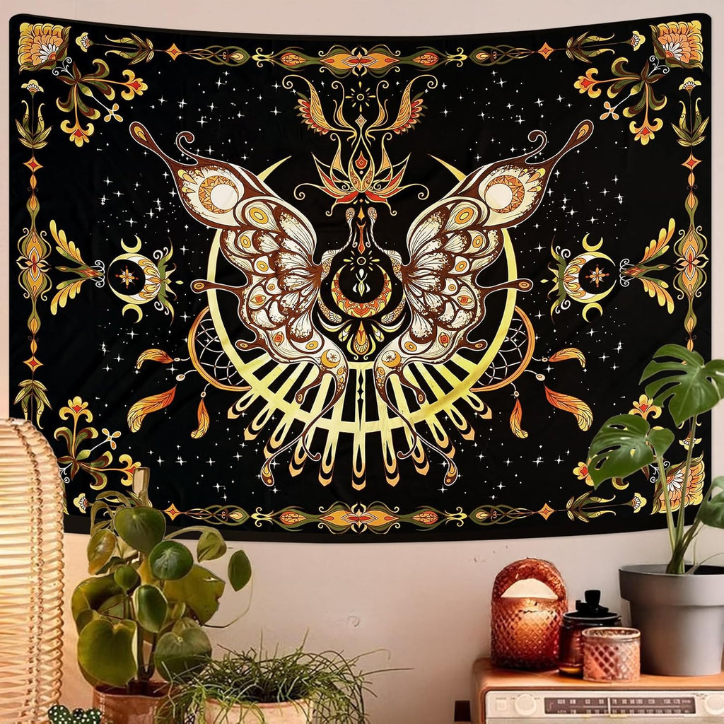 CHDGDHC Butterfly Tapestry - Moth Wall Hanging, UV Resistant, Waterproof, Machine Washable, Lightweight, Psychedelic Bedroom Aesthetic Decor for Bedroom, Living Room, Yoga Room - 79.92x59.84 Inch