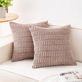 Pack of 2 Corduroy Decorative Throw Pillow Covers 22x22 Inch, Light Brown | by Unknown