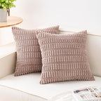 Pack of 2 Corduroy Decorative Throw Pillow Covers 22x22 Inch, Light Brown | by Unknown