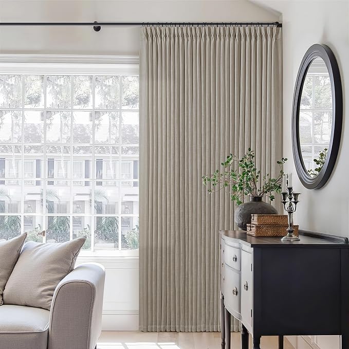 Taupe Burlywood Pinch Pleat Linen Curtains 96 Inches Long 70 Inch Wide | Light by Twodrapes