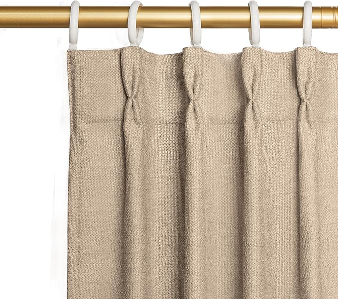 Joydeco Thick Linen Pinch Pleated Curtains 84 Inch Long 2 Panel Set by JOYDECO