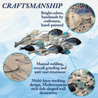 FMXYMC Coastal Ocean Metal 3D Fish Wall Sculpture, 50" x 20", Hand Painted Hanging Decoration for Living Room/Bedroom/Dining Room