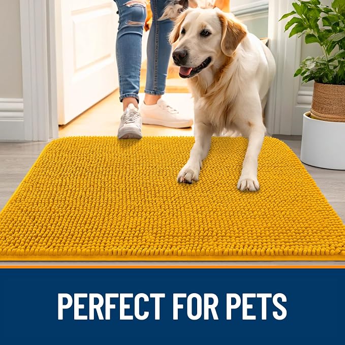OLANLY Dog Door Mat for Muddy Paws 44x32, Super Absorbent Chenille Mud Mat | - Image 6