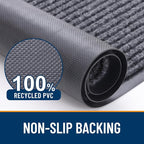 OLANLY 2-Pack Front Door Mats 35x23, Waterproof Heavy-Duty Doormats | Grey - Image 3