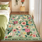RELEANY Floral Washable 3x5 Area Rugs LightGreen | Flower Carpet Print Boho - Image 8