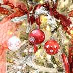 Sea Team 60mm/2.36" Delicate Contrast Color Theme Painting & Glittering Christmas Tree Pendants Decorative Hanging Christmas Baubles Balls Ornaments Set - 30 Pieces (Red & White)