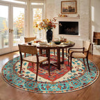 SERISSA 5ft Washable Non Slip Round Boho Area Rug - Image 2