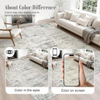 Round Area Rug Living Room: 6 ft Modern Washable Carpet Gray | - Image 4