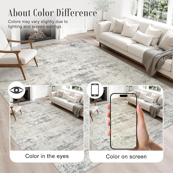 2.6x8 Washable Runner Rug：Modern Abstract Kitchen Soft Carpet Gray | - Image 4