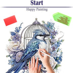Diamond Painting Kits for Adults Beginners, 5D Full Drill Bird Crystal Art Desktop Ornament, DIY Single Sided Home Office Desk Decor, Creative Craft Gift Set with Tools