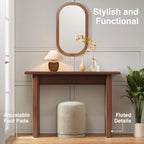 AVZEAR Mid Century Narrow Entryway Console Table, 43.3" Fluted Wood Couch Table Behind Sofa Long and Skinny for Living Room Hallway Entrance Foyer, Walnut