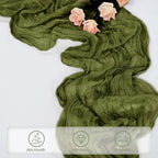 6 Pack Olive Green 10FT Cheesecloth Table Runner Rustic Gauze Cheese Cloth Table Runner for Wedding Bridal Baby Shower Table Decorations Boho Fabric Sheer Birthday Party Decor 20 x 120 Inch Long