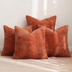 MIULEE Decorative Chenille Fall Pillow Covers Burnt Orange 20x20 Pack of 4 | - Image 4