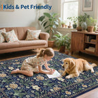 GarveeHome Green Washable Area Rug 5x7, Retro Floral Low Pile Non Slip Living - Image 7