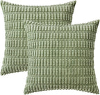MIULEE Corduroy Decorative Throw Pillow Covers 20x20 Sage Green Pack of 2 | - Image 6
