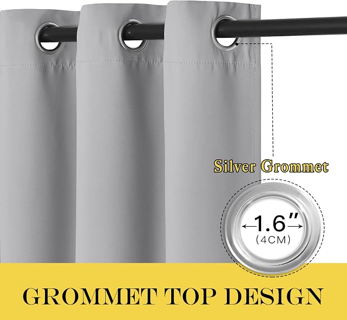 NICETOWN Blackout Silver Grey Living Room Curtain - Image 3