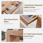 OKD 48" Modern Farmhouse Coffee Table, Wooden Living Room Table with Hidden Storage Drawer, Rustic Rectangular Center Tables w/Wood Thick Design for Living Room, Office, Light Knotty Wood