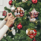 Personalized Christmas Ornaments with Photo 2025 Custom Picture Text Ornaments for Christmas,Double-Sided Ceramic Customized Xmas Tree Decor for Family Couples Dogs,Round