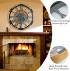 30 Inch Moving Gear Wall Clock, Oversized Wall Clocks, Clock Living Room Decor, Solid Wood Frame, Battery Operated, Large Wall Clock with Steampunk Industrial for Fireplace(Brown)