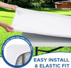 Fitted Tablecloth for 6 Foot Rectangle Tables-4 Pack White Elastic Outdoor Picnic Table Cover-Spandex Stretch Folding Table Cloths 6 ft for Camping Dining Room Patio Kitchen Banquet Party