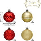 Valery Madelyn Christmas Ornaments Tree Decorations Set for Fall Halloween, 24ct Red Gold Shatterproof Ball Ornaments, 2.36" Hanging Ornament Bulk for Xmas Holiday Party Decor