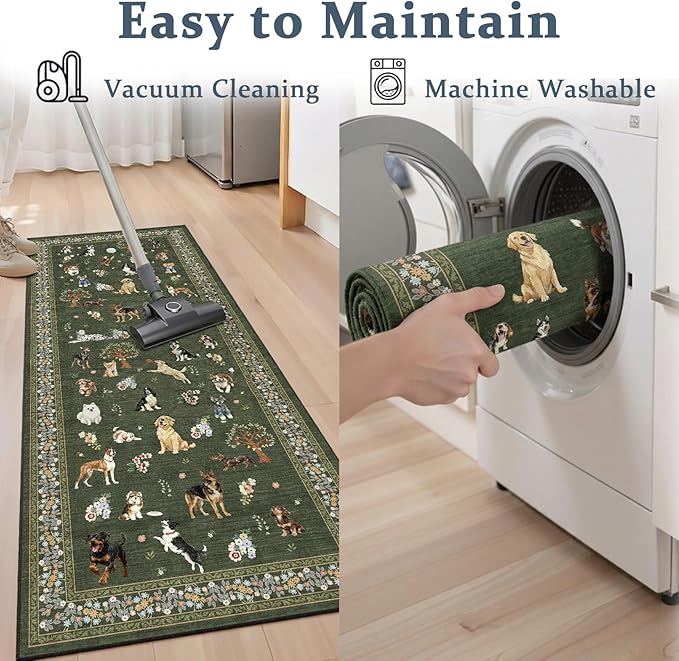Dog Rug for Entryway, 2x3 Washable Kitchen Mat | Ultra-Thin; Boho Style; Low - Image 4