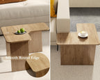 VESCASA Modern L Shaped Nesting Coffee Table Set of 2 Modular Rectangle Walnut Wood Table for Living Room
