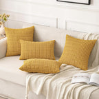 MIULEE Corduroy Decorative Throw Pillow Covers 18x18 Yellow Pack of 2 | Soft - Image 4