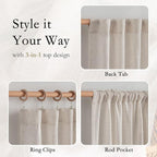 MYSKY HOME Natural Linen Sheer Curtains 63 Inch Length - Image 4