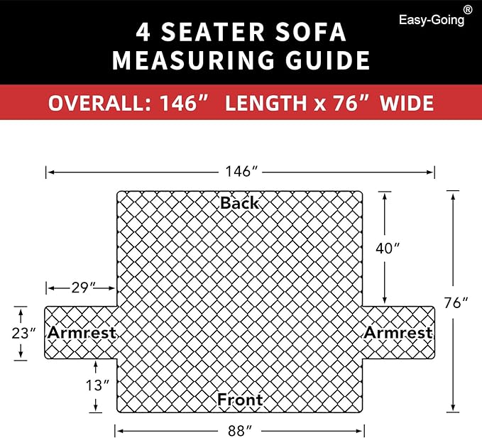 Easy-Going Reversible Couch Cover, 4 Seater Sofa, XX-Large Sofa, Cyan/Ivory | - Image 6