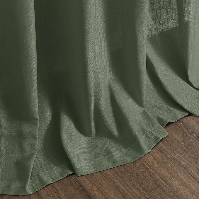 Forest Green Linen Curtains 102 Inches Long - Image 8