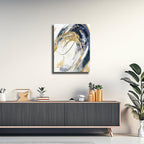 Belmrxne Abstract Art Blue and Gold Wall Art Modern Artwork Hanging Canvas Painting for Living Room Bedroom Dining Room Office Home Decor 12x16 inch