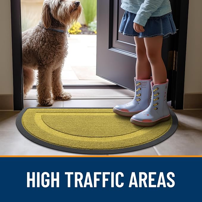 OLANLY Half Circle Front Door Mat Outside 33x21 All-Season Rubber Doormat | - Image 6