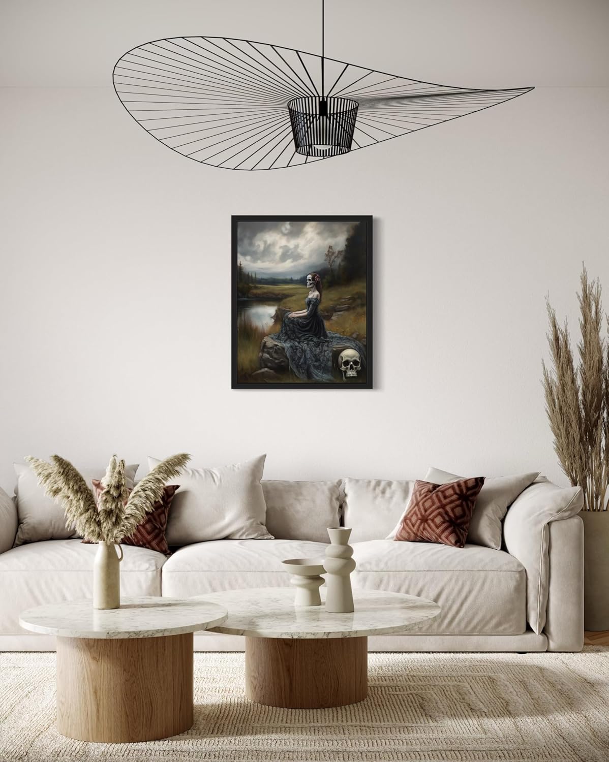 Widow Ghost Poster Art Print, Halloween Scary Vintage Wall Art Academia Spooky Painting Decoration for Horror Prints, Gothic Posters Bedroom Decor 89 (Widow Ghost, 16 x 20 inches, Black Frame)
