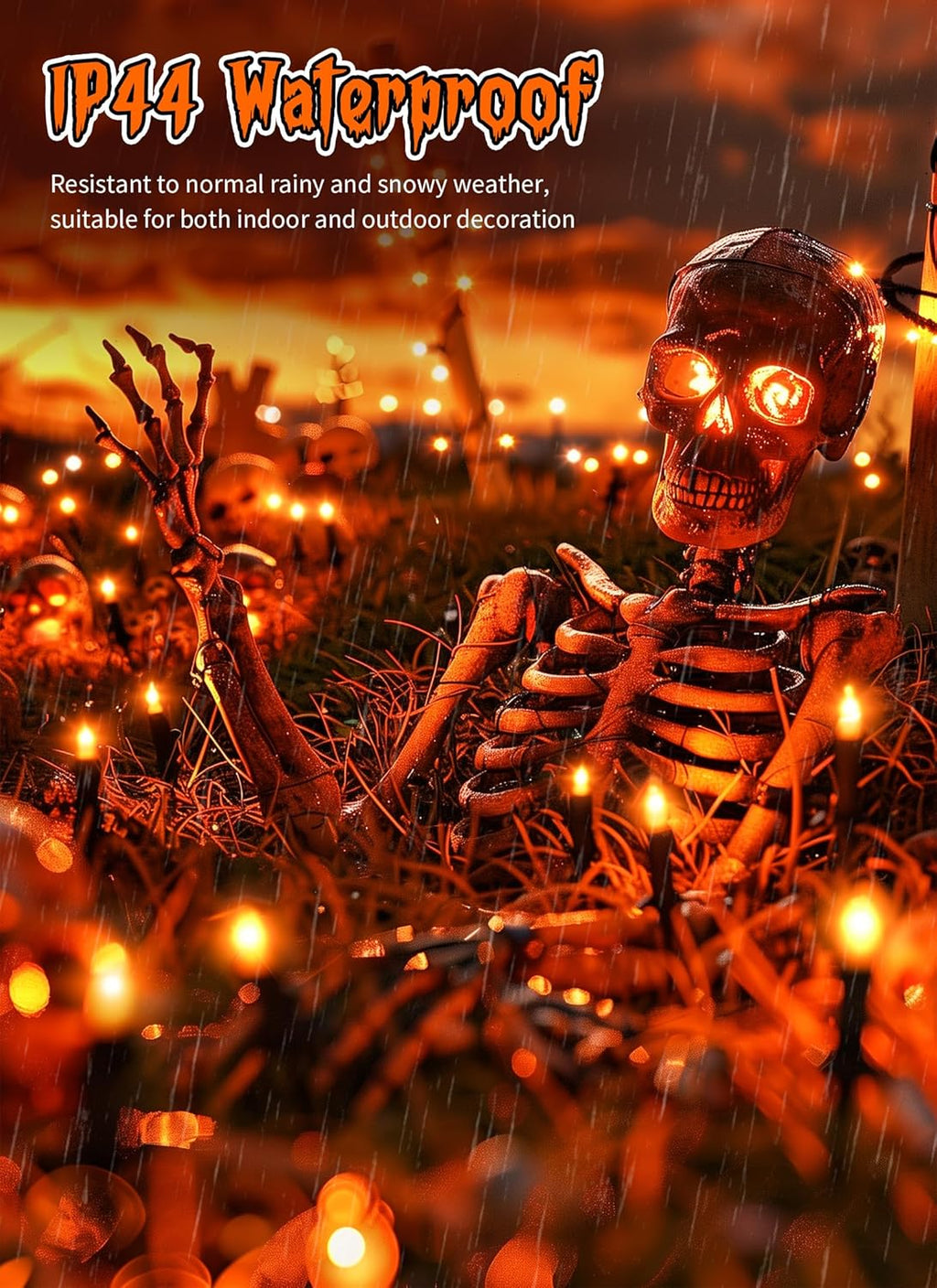 Orange Halloween Mini Lights, 50 Count 13 Feet Incandescent Bulb Mini String Lights, Connectable Halloween Lights for Haunted House Ghost Party Holiday Window Indoor Outdoor Decoration, Orange