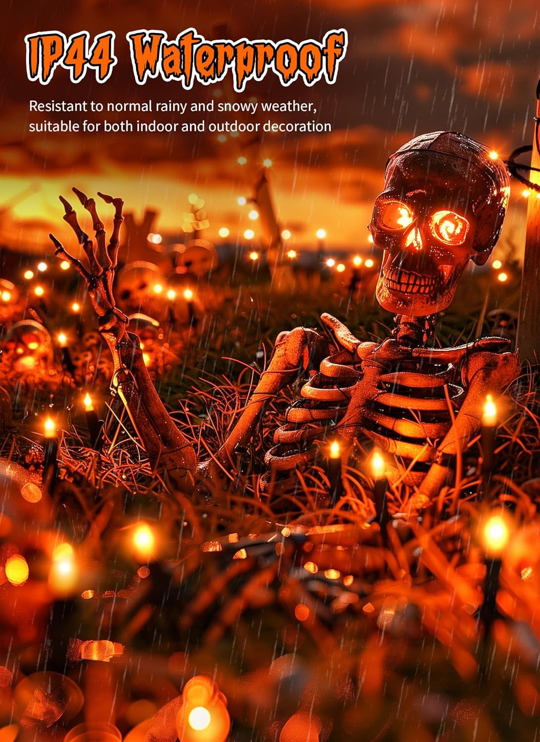 Orange Halloween Mini Lights, 50 Count 13 Feet Incandescent Bulb Mini String Lights, Connectable Halloween Lights for Haunted House Ghost Party Holiday Window Indoor Outdoor Decoration, Orange