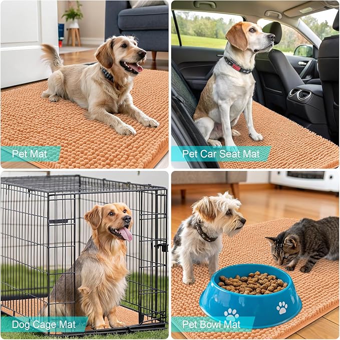 OLANLY Dog Door Mat for Muddy Paws 50x30, Super Absorbent Chenille Mud Mat | - Image 7