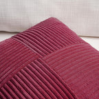Fancy Homi 2 Packs Burgundy Euro Decorative Throw Pillow Covers 28x28 Inch for Bed, Rustic Farmhouse Boho Home Decor, Soft Corss Corduroy Patchwork Textured Square Cushion Case 71x71 cm
