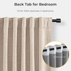 100% Blackout Curtains for Bedroom Oatmeal Linen Look Curtains 96 Inch Long | - Image 4