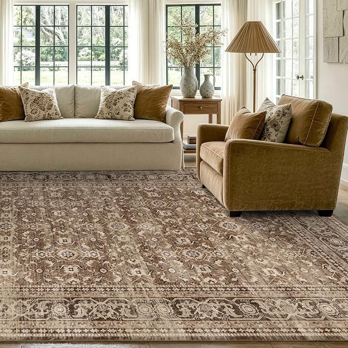 4x6 Ft Area Rugs for Living Room, Soft Non-Slip Machine Washable Rug, Vintage - Image 5
