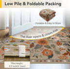 RELEANY Floral Washable 6x9 Area Rugs Brown/Brick | Flower Carpet Print Boho - Image 4