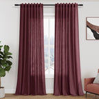Burgundy Linen Curtains 108 Inches Long by Nanspring
