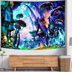 Delur Fantasy Forest Tapestry Enchanted Forest Mystical Magical Tree Tapestry Psychedelic Abstract Nature Landscape Wall Hanging Headboard for Bedroom Living Room Home Decor (51.2" x 59.1")